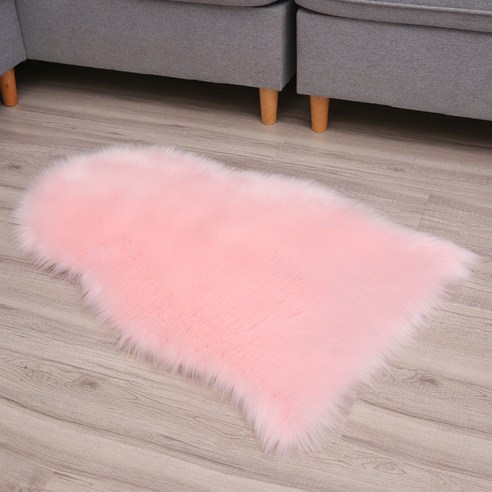 벨벳 카펫 요가 쿠션 발판 모조 양털 카펫 가정용 장식 침대 옆 쿠션, 핑크