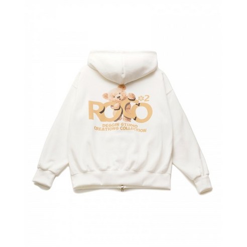 ROCOROCO ROCO TEDDY BEAR ZIP UP HOOD T ivory