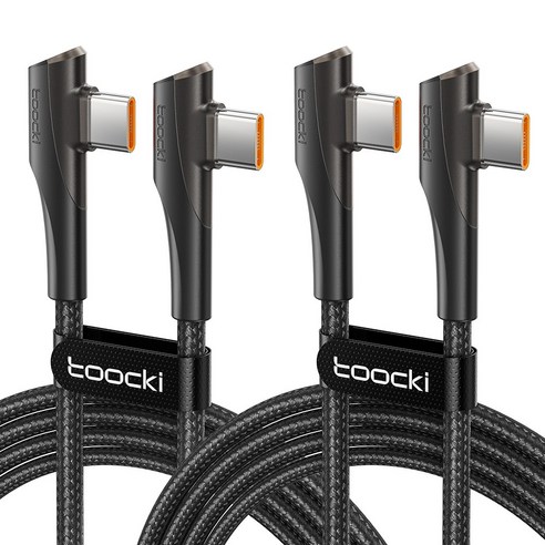 Toocki 90도 듀얼 ㄱ자형 AtoC/CtoC 초고속 충전케이블, CtoC 100W, 2개, 2m