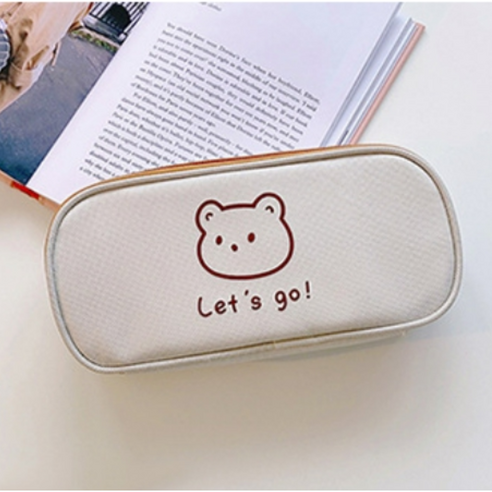 비니앤빈 귀여운 곰돌이 토끼 필통 파우치 학생, Let''s go!, 1개, 1개