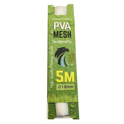 5m PVA 낚시 미끼 가방 천천히 녹는 잉어 루어 수용성 메쉬 튜브 친환경 낚시 루어 스타킹 랩 그물 가방, 하얀, 18mmx5m