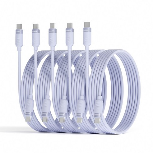 Toocki 툭키 마카롱 실리콘 6A C-C 60W 초고속 충전케이블, 5개, 퍼플, 2m
