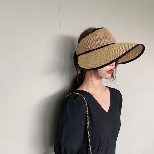 디모어 패션 고급형 빅챙 라탄 밀짚 모자 썬캡