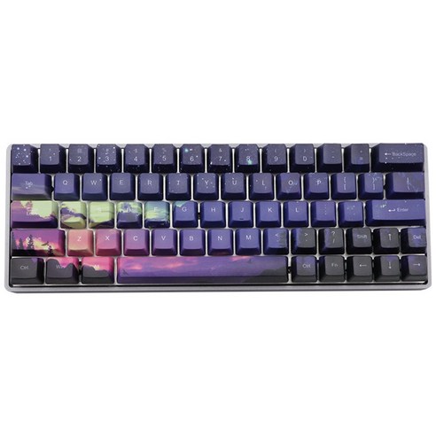Retemporel 새벽 빛 5면 승화 PBT 키 캡 71 GH60/GK64/GK61 기계식 키보드 a 용 풀 세트, 보여진 바와 같이