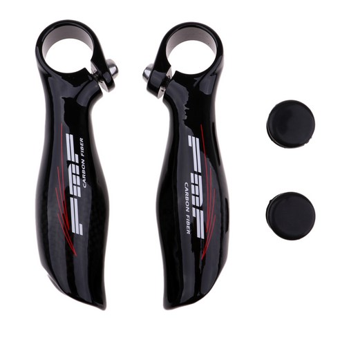 SJSHOP 2PCS 블랙 사이클링 자전거 자전거 마운틴 핸들 바 엔드 그립, 설명, 탄소 섬유 알루미늄 합금, 제트 블랙