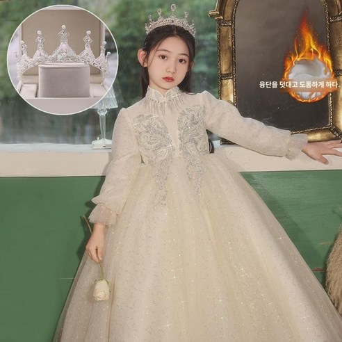 여아드레스 추동 기모 2023 미니앵커 피아노 연주 꽃동아 웨딩 공주 스커트