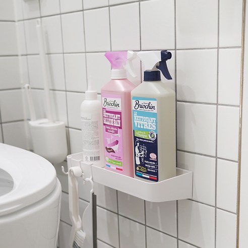 세심한 설계와 내구성을 갖춘 살림을 더하다 욕실 청소용품 선반 정리대가 욕실 공간을 정돈하고 편안하게 만듭니다.