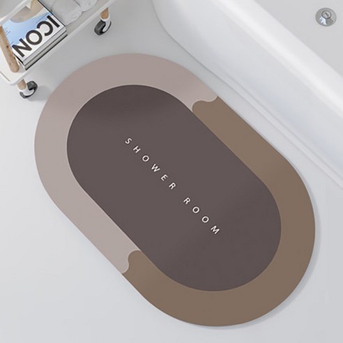 욕실 diatom 진흙 매트 화장실 흡수 쿠션 욕실 미끄럼 방지 매트 매트 고무 빠른 건조 카펫 도매, 타원-갈색, 40*60cm