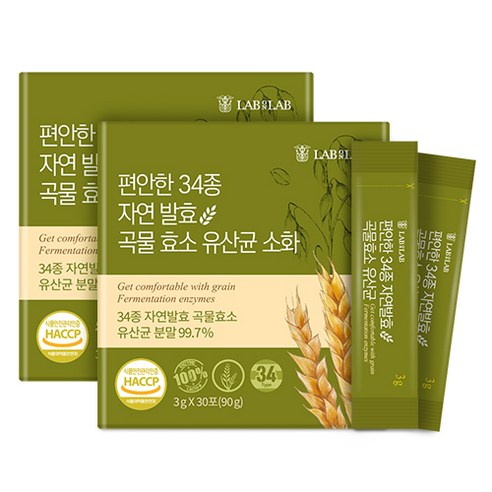 소화효소 편안한 34종 발효 곡물 효소 포스트바이오틱스 유산균, 90g, 2개