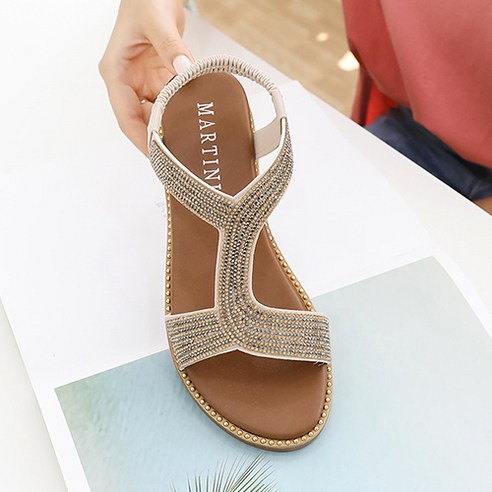 제이슈 키오 큐빅 스트랩 플랫 샌들 4cm