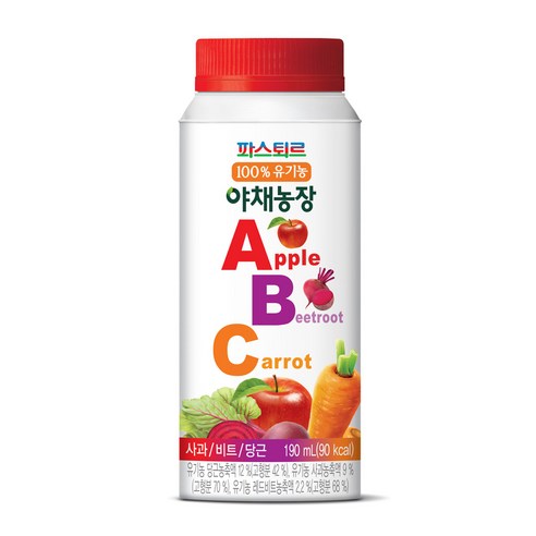 파스퇴르 100%유기농 야채농장 ABC주스190ml (냉장보관), 190ml, 21개