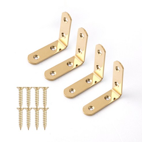 철물파크 선반받침대 선반대 지지대 고정받침대 꺽쇠 까치발, C-01 골드(S) 4개입+설치피스, 4개