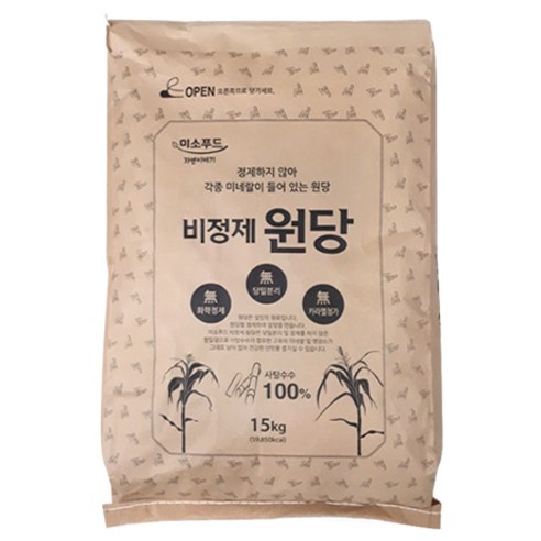 원당 비정제원당 15kg 지대포장 설탕 사탕수수100%, 1개