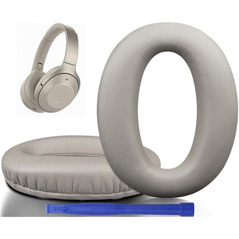 SOULWIT 교체용 이어패드-호환 모델 Sony 소니 WH-1000XM2 MDR-1000X 헤드폰 - 고밀도 폼 소음 차단 1쌍, Protein Leather, Gold, 1개