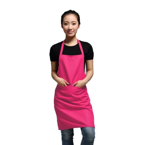 [XIG] 클래식 디자인 63x70cm 폴리에스터 작업용 앞치마 주방 앞치마 포켓 커플 앞치마 블랙 색상, rosy color 7