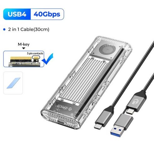 ORICO 고속 M.2 SSD 인클로저 NVMe 외장 케이스 USB4 C 타입 3.0 HD 스토리지 노트북용 썬더볼트 3/4 40, 01 Basic Blue, 한개옵션1