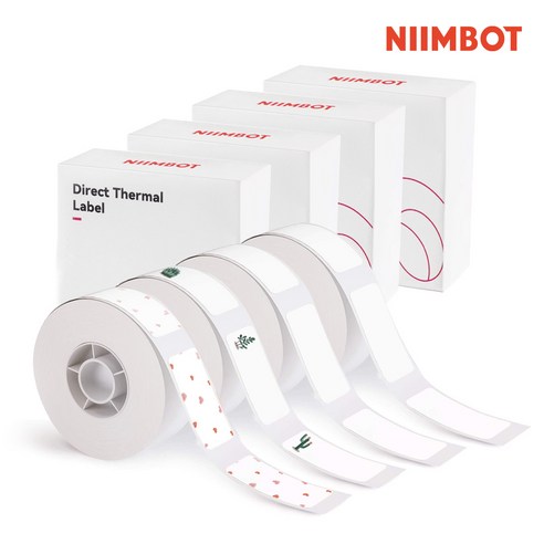 시노링크 프리픽 라벨지 세트 NIIMBOT D11 D110 D101 H1S 님봇 라벨프린터 전용, D04. 화이트x2복합 [4롤세트], 1개