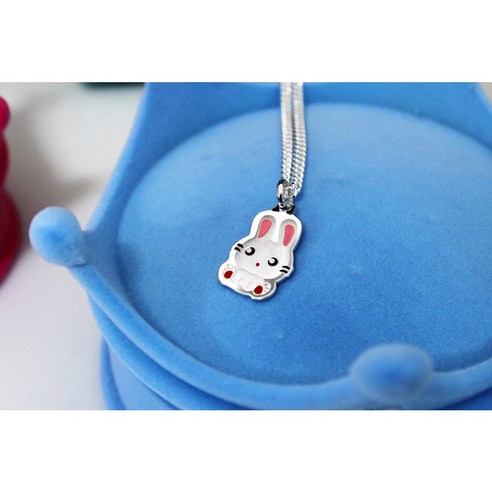 아기 은목걸이 미아방지 토끼, 37cm, 1개