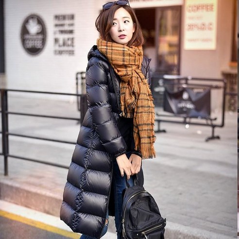 도톰 오리털 후드 롱패딩 점퍼 코트