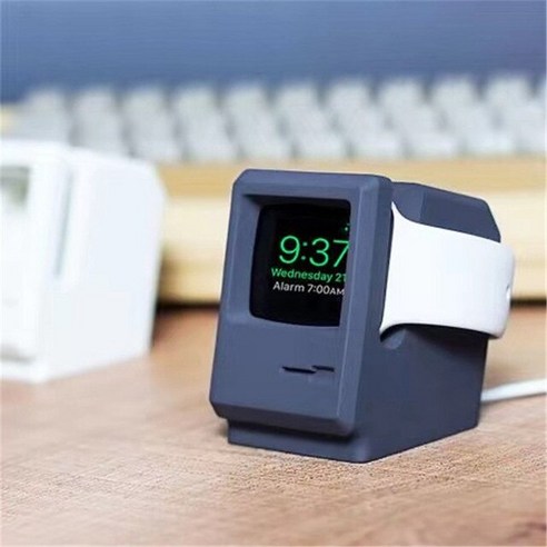 애플워치 거치대도 레트로로 레트로 컴퓨터 현대 iWatch 충전기 충전 스탠드 도킹 스테이션 범용 실리콘 홀, 01 pink, 1개