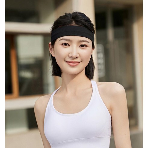 루멜릭 스포츠 헤어밴드 (실리콘있음), 일자무늬-검정, 1개