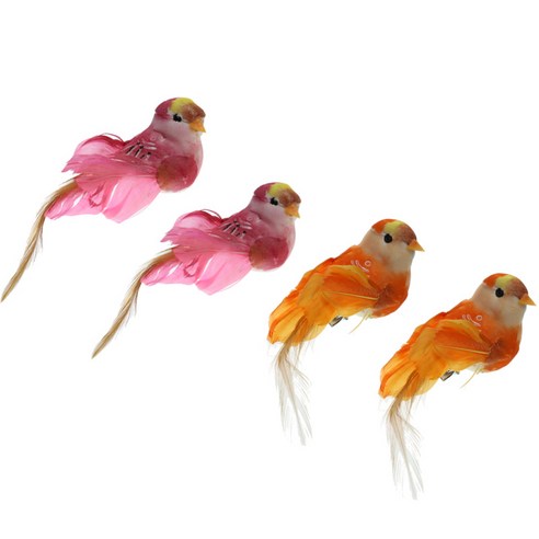 4Pcs 현실적인 작은 새 장식 인공 깃털 동물 장식 클립, 멀티 컬러, 13cm, 설명