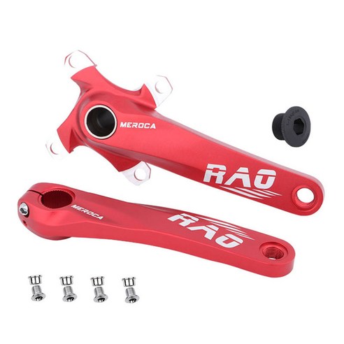 산악 자전거 크랭크 MTB 크랭크 104BCD 알루미늄 합금 크랭크 및 바텀 브래킷 32-38T 와이드 체인 섀시, 빨간 축, 170mm.