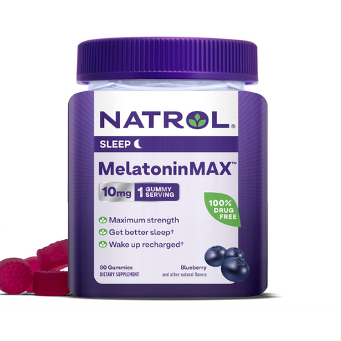 Natrol 나트롤 멜라토닌 슈퍼 슬립 슬리브 블루베리 블루베리맛 슈퍼 구미 10mg 80젤리, 1개, 80정