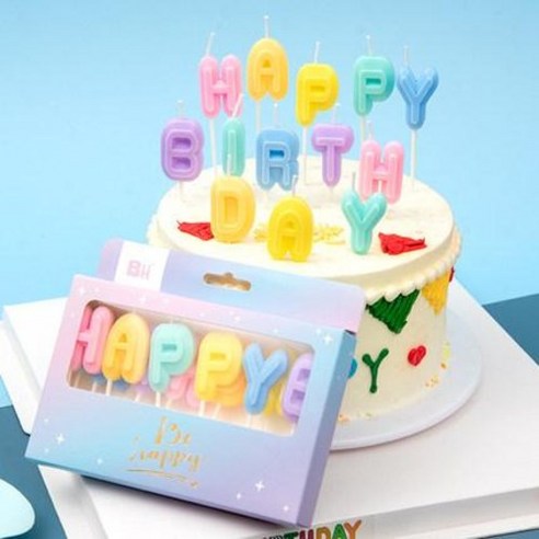 해피벌스데이 생일초 HBD 귀여운 알파벳 초 도매 기념일 대량구매, 1개, 11.2g