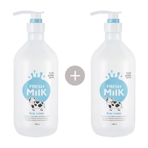 플로르드망 프레시밀크 우유 바디로션 1000ml 베이비파우더향, 1개