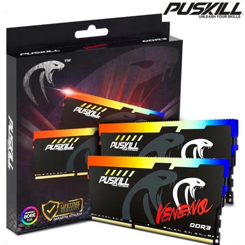 PUSKILL Memoria RAM RGB DDR3 8GBx2 1600MHz 12800S Udimmm 듀얼 채널 DIMM 데스크탑 메모리 램, 없음, 1) 8GBX1 1600MHz RGB