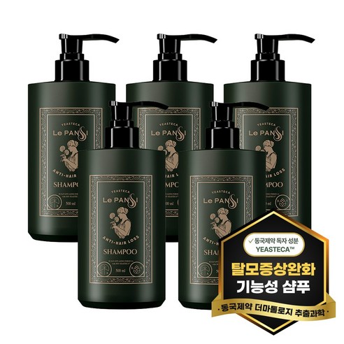 동국제약 르판시 안티헤어로스 탈모증상완화 기능성 샴푸 500ml 탈모 샴푸 미산성샴푸 각질제거 두피케어 탈모증상완화, 5개