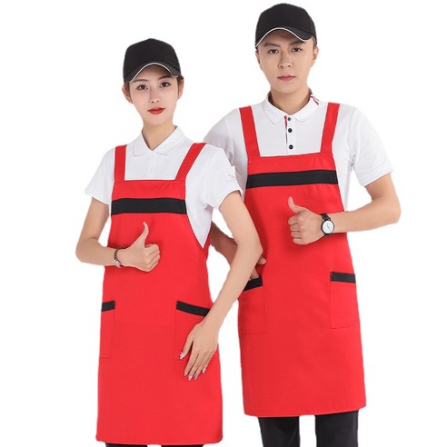 ANKRIC 가정용 방유방모색 투포켓 멜빵 앞치마 원피스앞치마, 빨간색
