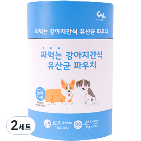 씨엔앨 짜먹는 강아지간식 유산균 파우치, 혼합맛(소고기/연어), 1세트, 장건강/유산균