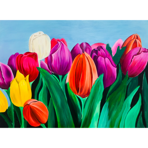 3D 보석십자수 꽃 튤립 유화그리기 풍경정물 40x50cm DIY 키트 10종, 튤립 -6
