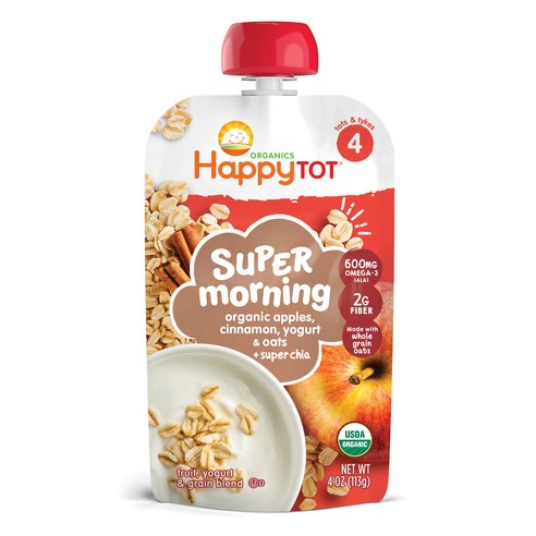 해피토트 슈퍼 모닝 어린이 스무디 113g, 사과 + 시나몬 + 요거트 + 오트 + 슈퍼 치아(Apples + Cinnamon + Yogurt + Oats + Super Chia), 1개