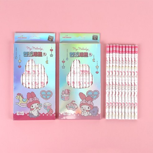 산리오 10본 연필세트 시나모롤 마이멜로디 쿠로미 초등학생 선물