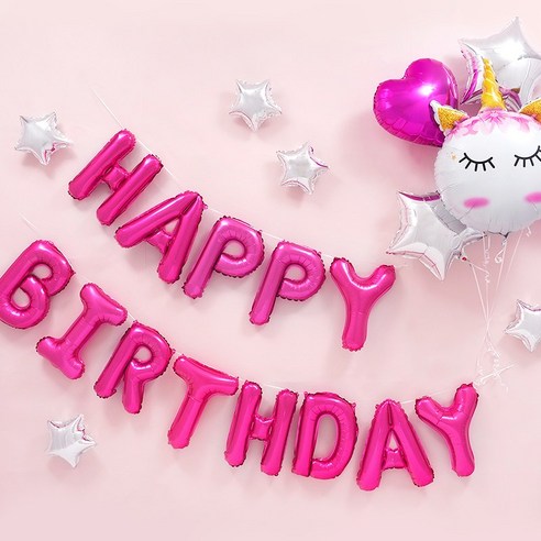 파티팡 생일파티 장식세트 [유니콘헤드 해피벌스데이 푸치샤] 손펌프증정 생일파티 파티용품 파티풍선, 1개