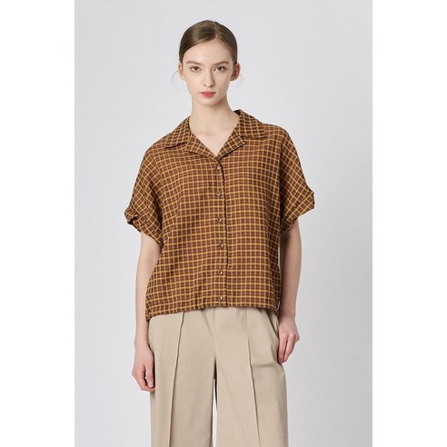 BCBG 스트링 체크 블라우스 B3M3B475 124358