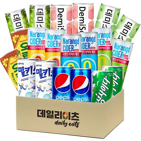 [데일리이츠] 탄산 캔음료수 총 20캔 믹스세트, 1세트, 190ml