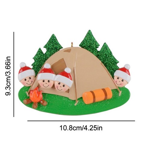 TeeFly 맞춤 가족 크리스마스 트리 장식 수지 펜 던 트 휴일 겨울 선물, 4 Heads / 10.8 * 8.3cm.