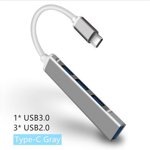 [XIG] USB C 허브 3.0 유형 C 3.1 3/4 포트 멀티 스플리터 어댑터 Macbook Pro 13 15 용 OTG USB Air Mi Pro 화웨이 PC 액세서리, TypeCWhiteGray