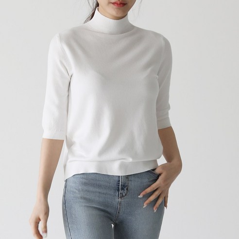 편안함과 세련된 스타일이 조화를 이루는 루나소이 여성 반팔 반목티