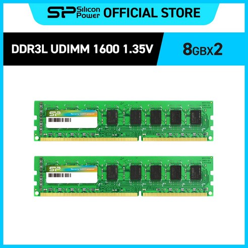 실리콘파워 Silicon Power DDR3 8G/16G 1333/3600 (PC3-10600/PC3-12800) 데스크탑용 램 메모리 RAM, DDR3L 1.35V 1600 MHz (8GB*2), 1개