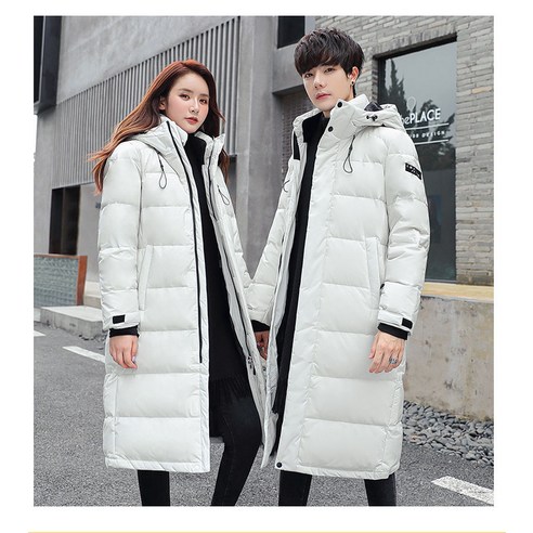 Mao 새로운 다운 자켓 남성용 중형 무릎 겨울 한국 스타일 두꺼운 커플 유행 겨울 코트