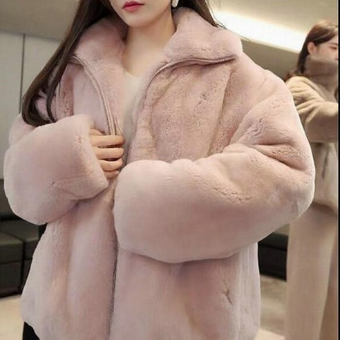 FANSYLI 인조밍크코트 여성 겨울 친환경 밍크 자켓 하이넥 숏 고급감 퍼 코트 W2408A30