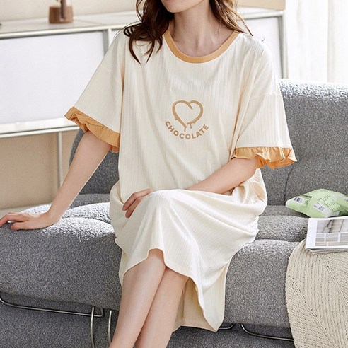 스토리원 여성 반팔 원피스 티셔츠 홈웨어 잠옷 WM-SSSP010