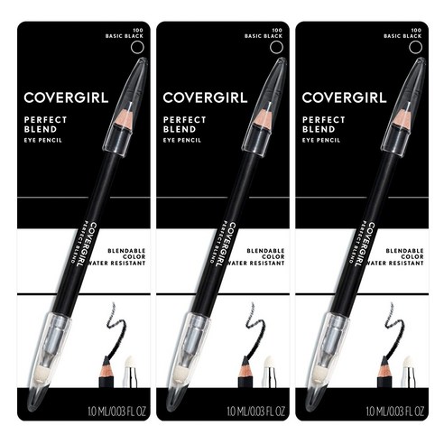 커버걸 퍼펙트 블렌드 아이 펜슬, Basic Black, 3개