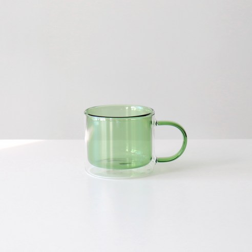 카모메키친 이리스 이중 유리 컬러 머그잔, green