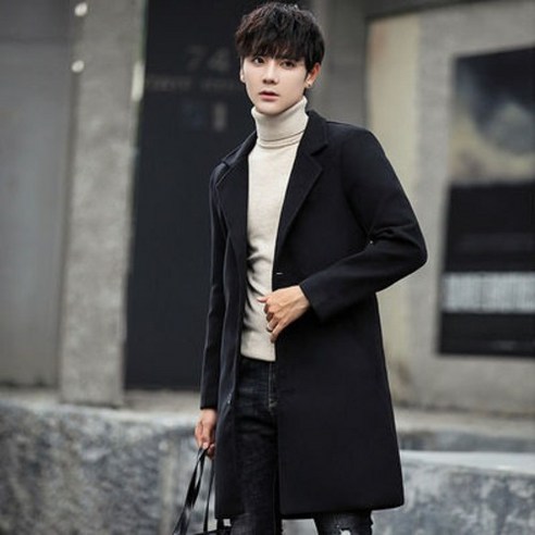 가을 겨울 남성복 롱 코트 모직 트렌치코트